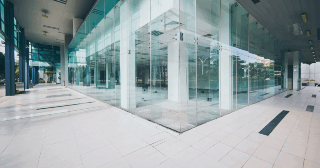 Polished marble corridor flooring installation by contractor inside a Las Vegas commercial property with elegant design.