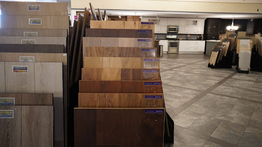Flooring samples displayed inside One Stop 4 Flooring showroom in Las Vegas